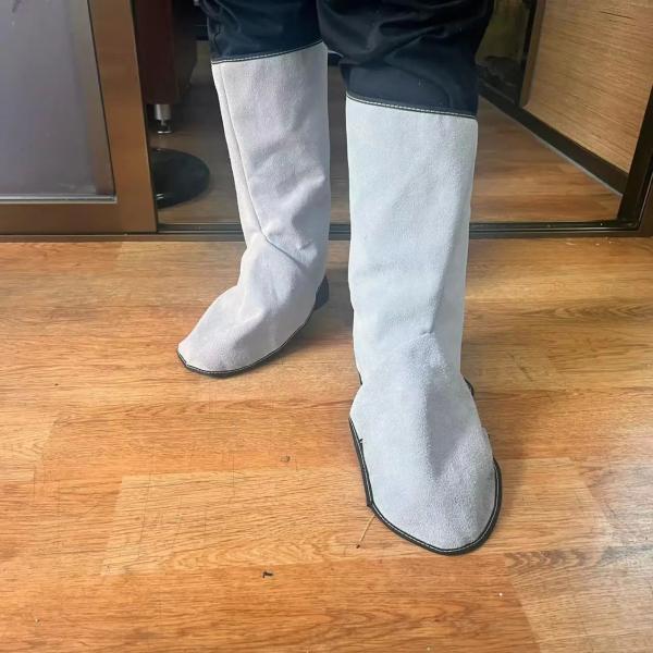 Couro de vaca masculino à prova de calor Soldadura elétrica Roupa de trabalho oficina uniformes Eletrônico calças de abrigo calças protetoras
