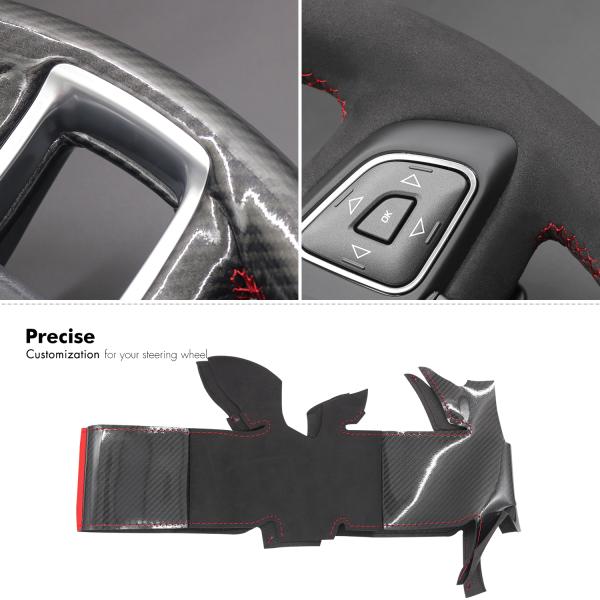 Car Accessories  Hand Stitch Carbon Fiber Suede Strip Steering Wheel Cover for Land Rover Range Rover Evoque  Coupe Convertible