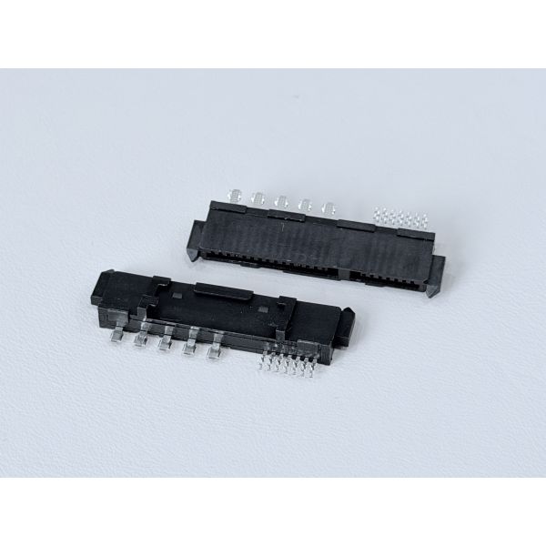 SATA 22-Pin Female Connector Series, 15P Reverse-Cup Type, 180° SMT, Gold-Plated G/F, Electronic Signal & Power Transmission Connector for Server, Automotive & PCB Applications