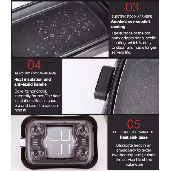 1600W Electric Grills Griddles Skillets Anti Scalding Edging