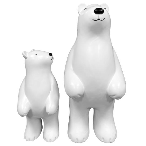 White Cartoon Resin Art Sculpture Landing Polar Bear Animal Outdoor Sculptures