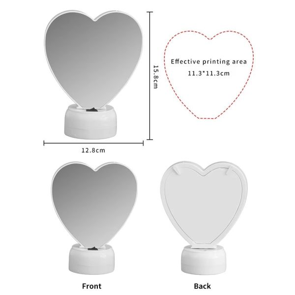 Heart Shape Sublimation Magic Mirror Blanks Photo Frame Small Sublimation Light Magic Mirror Photo Frame Led