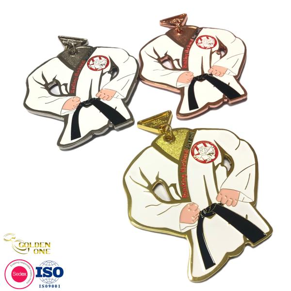 Wrestling Karate Gold Silver Bronze Medals , Zinc Alloy Custom Medals For Races