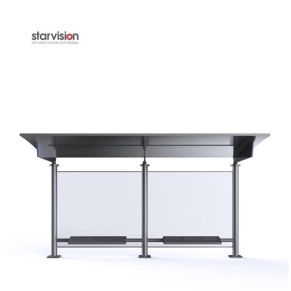 Clear Safety Glass Rear Wall Metal Bus Stop / Ooh Bus Shelter 3 years Warranty