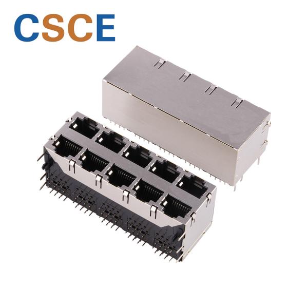 59B Series Stacked RJ45 Connectors 2 * 5 Port Voltage Rating 125 VAC RMS With