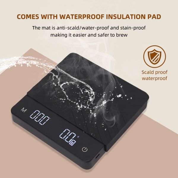 Digital Kitchen Scale with Type-C Charging Integrated Touch Screen Timer and Waterproof Design for Coffee and Food Measurement