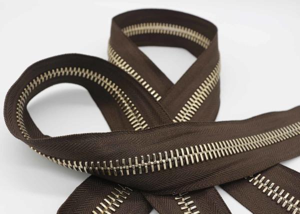Long Chain 20 Inch Metal Zipper  For Boots / Shoes , Euro Type Teeth Heavy Duty Brass Zippers