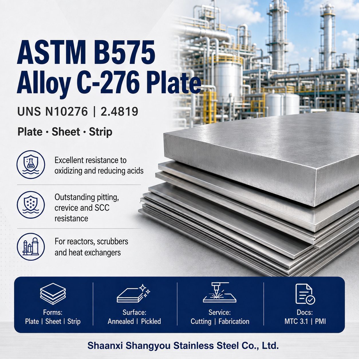ASTM B575 Alloy C-276 Plate | UNS N10276 | Hastelloy C-276