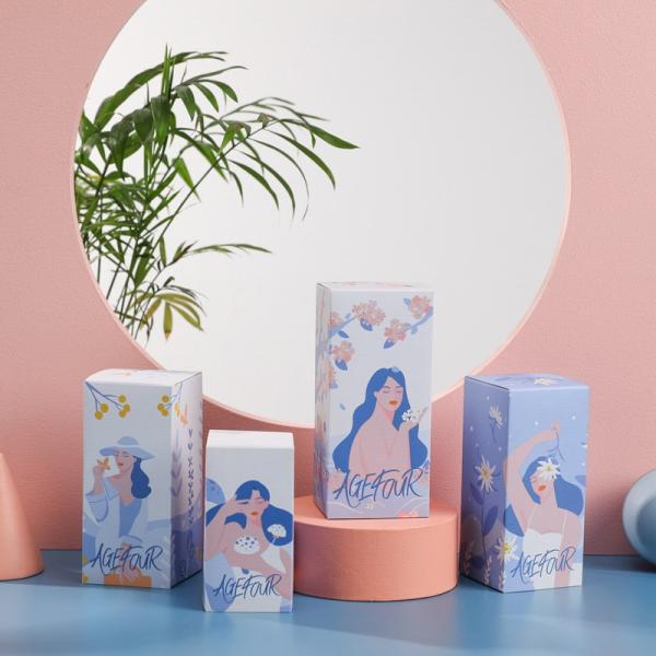 Caja de embalaje cosmético de lujo de papel recubierto, caja de regalo para el cuidado de la piel Logotipo personalizado