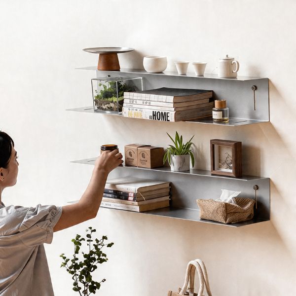 home Stainless steel Wall Mount Single partition Rack Living Room U shaped Magazine Storage Display Holder Green plant Organizer