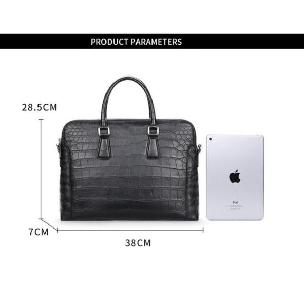 Crocodile Messenger Ladies Men'S Black Leather Laptop Briefcase Bag