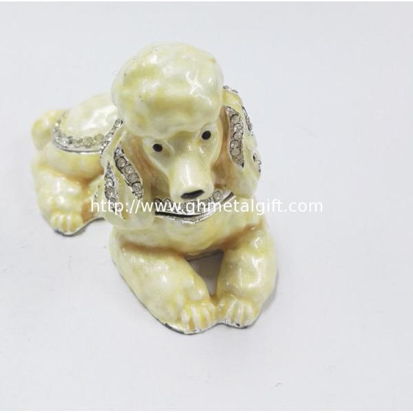 Fashion metal alloy dog trinket Jewelry Box pewter white cute dog trinket Jewelry Box