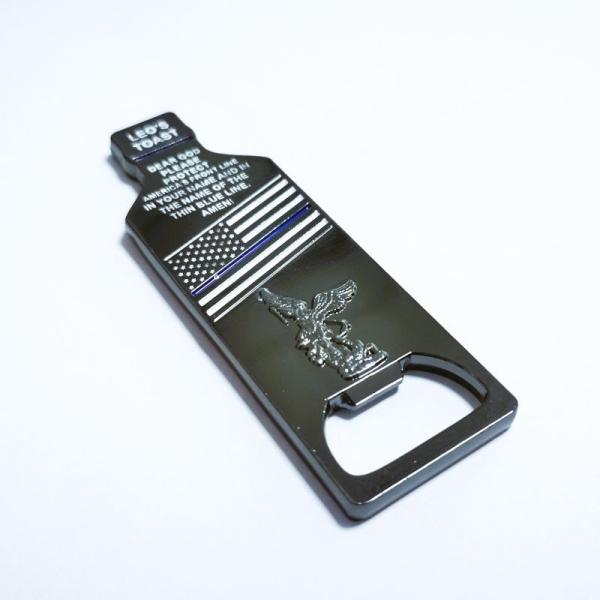 Modern Style Metal Bottle Openers 5mm Thick Diecasting Process In Dyed Black Finish