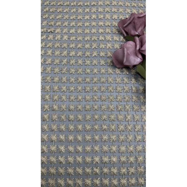 Tela de encaje metálico bordado, ahuecada, brillante, transpirable, para vestidos de novia