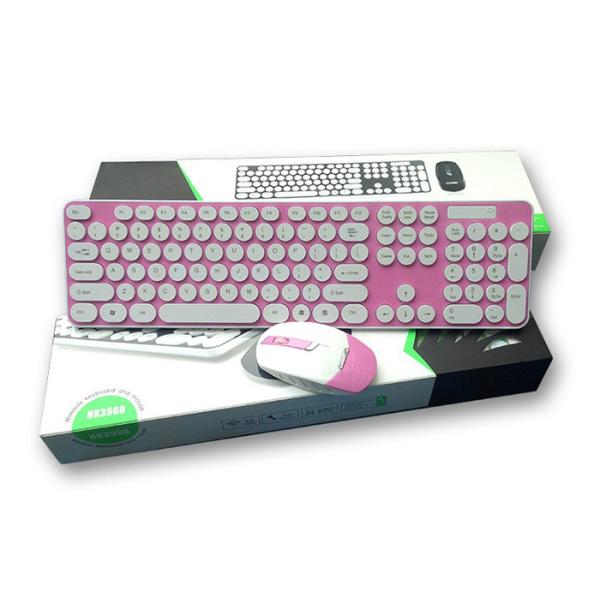 Customized Layout 2.4G Backlit Wireless Keyboard And Mouse Combo Pink Color