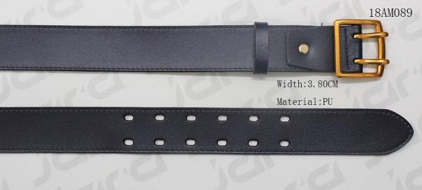 Navy Classic Leather Mens Belt , Casual Male Belts With Double Pins Gold Buckle