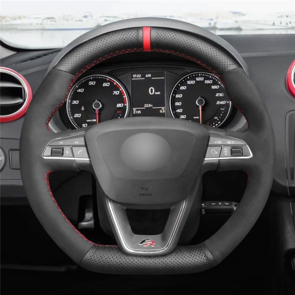 Suede Steering Wheel Cover for Seat Leon Cupra R Leon ST Ateca FR Ibiza 2013 2014 2015