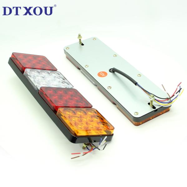 Red Yellow 12V 24V 3 Holes LED Tail Lights For Trucks