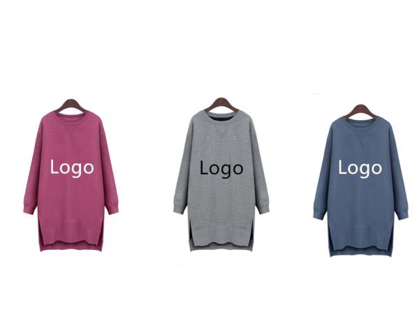 Custom Printed Plus Size Ladies Shirts Women'S Long Sleeve Hoodie Dress