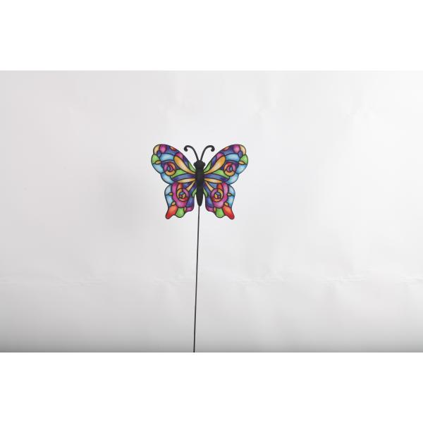 Hollow Out Colorful Metal Butterfly Outdoor Garden Decorations with Glass Beads
