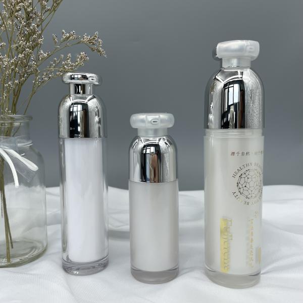 Luxury Cosmetic Pump Bottle Double Wall 15ml ABS Small Containers With Clip