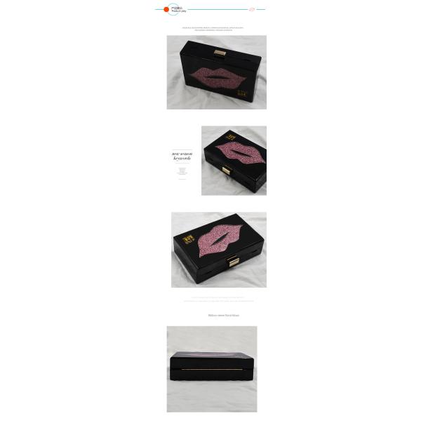 Ladies Women Evening Acrylic Clutch Bag Handmade Kiss Me Patten Shaped