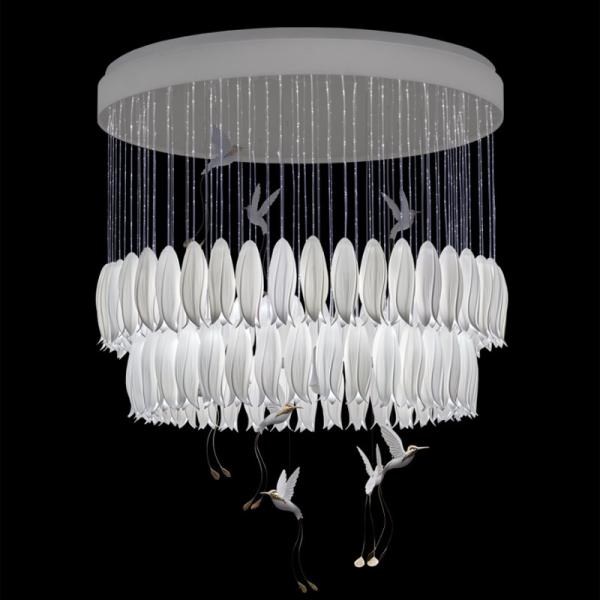 Керамические цветочные бутоны Люстры высокие потолки Люстры с изысканным Керамический птичий подвесок