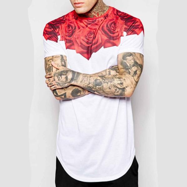 Mix Size Adults Trendy Oversized T Shirts Short Sleeves Rose Neck Curved