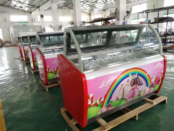 Digital Temperature Control Ice Cream Display Freezer Front With Lamp Box
