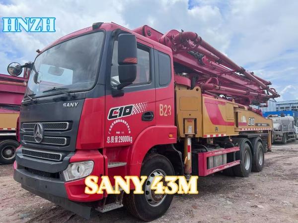Second Hand Heavy Equipment For Construction 2021 Year Sany 43M Small Size Concrete Pump Truck With Sany Chassis For Sale In China