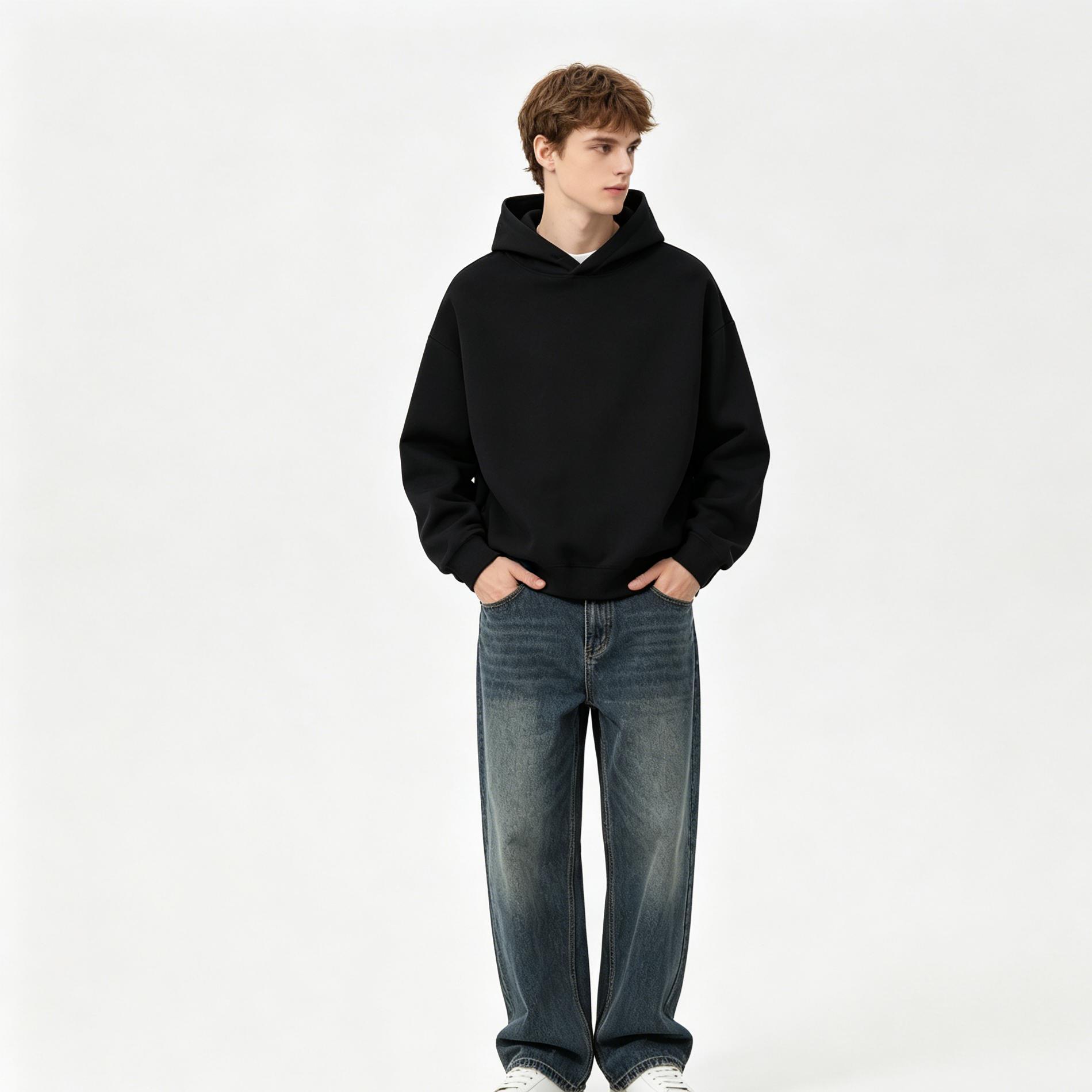 Zip Up Stone Wash Hoodies Boxy Oversized Heavyweight Fleece Hoodie Matching Pants Set