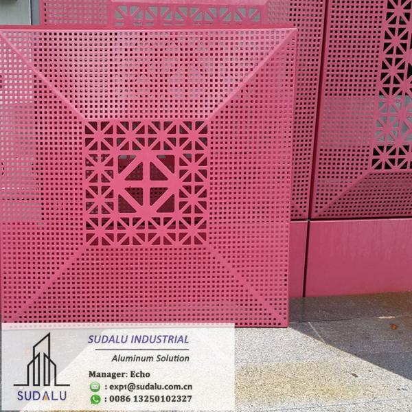 SUDALU RAL PDVF Colour Aluminum 3D Perforated Exterior Panel Metal cnc Curvel Panel for Facade Cladding Wall