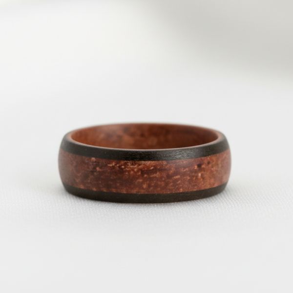 8mm Lightweight Wooden Wedding Band with Handcrafted Finish and Eco-friendly Wood Material