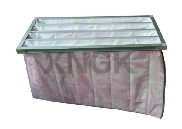 High Efficiency Air Bag Filter Yellow Color , Carbon Filter Bags 3600CBM / H Flow Rate