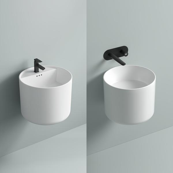 Square Bathroom Wall Hung Basin White Best Ceramic Large Capacity Modern Design