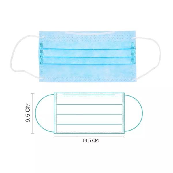 Hygienic Disposable 3 Ply Mask Fluid Resistant With Full Length Nose Piece