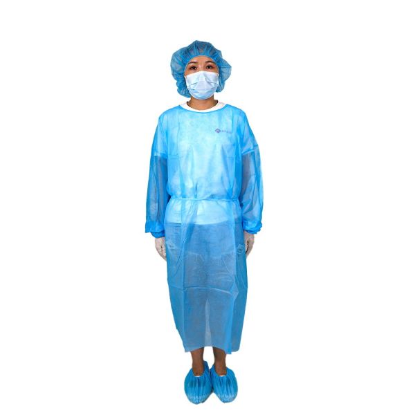 48g Semi-Coated PP+PE Disposable Isolation Gown with Fluid Protection and ISO Certified Manufacturer