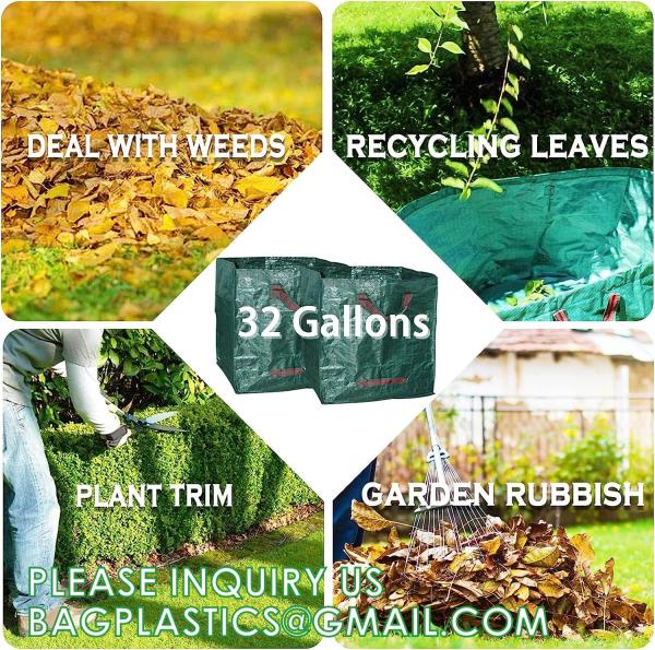 Heavy Duty Home and Yard Waste Bag 48-Gallon Woven Polypropylene, Reusable Lawn and Leaf Garden Bag with Reinforced