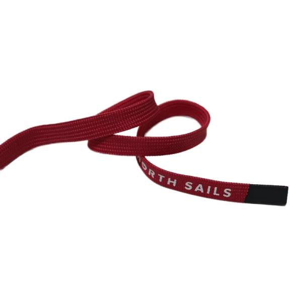 Cordon de serrage plat personnalisé en polyester avec embout en silicone pour pantalon et vêtement
