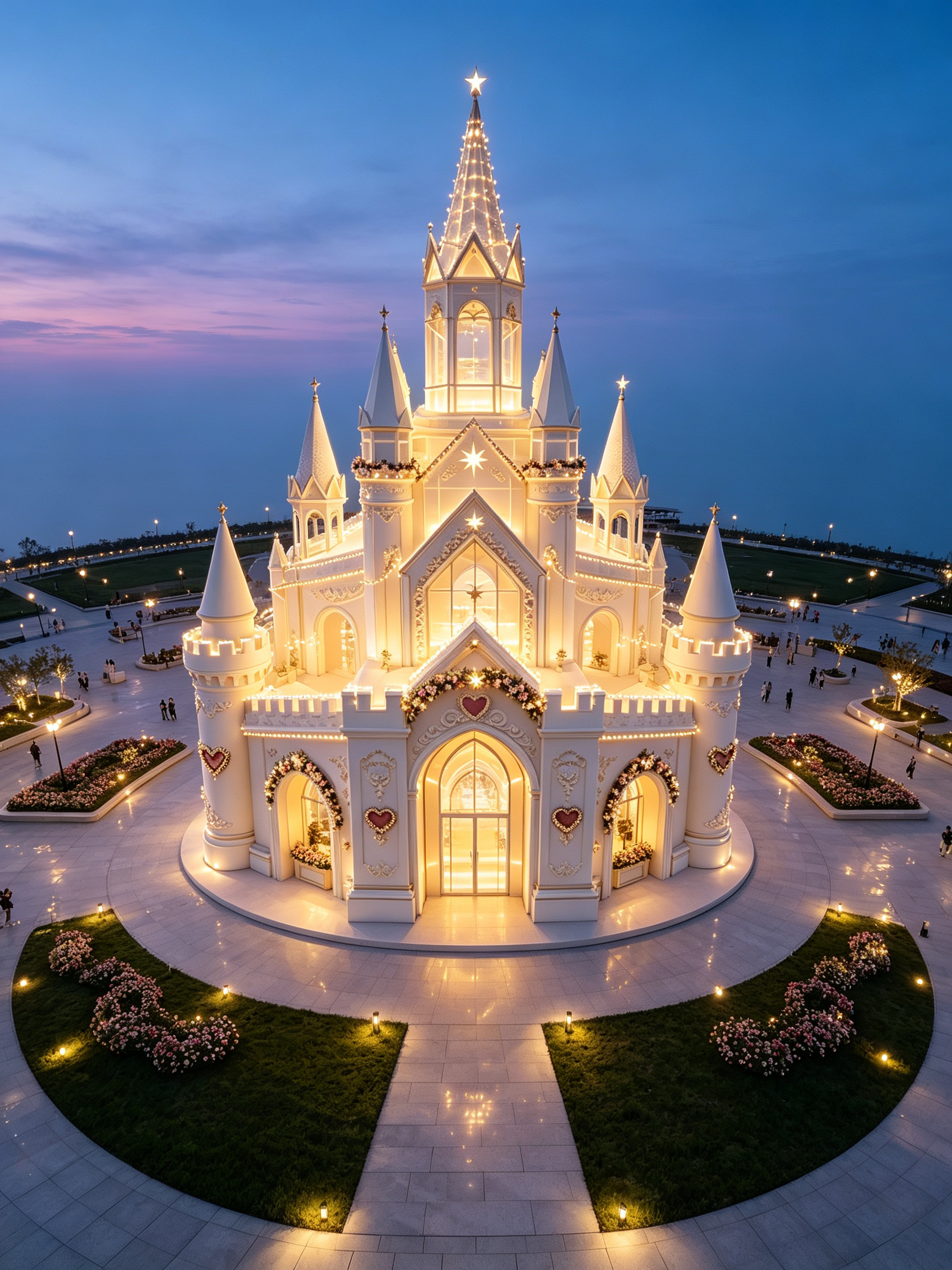 12m Large Scale Dream Castle Sculpture with Colorful Gradient Decorations and Built-in LED Lighting for Commercial Landmark Installation