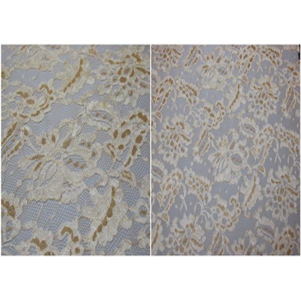 Underwear Stretchy Metallic Lace Fabric / Corded Jacquard Lace Fabric