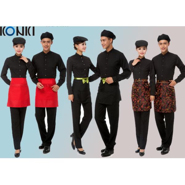 Cool Restaurant Staff Uniforms With Solid Color Long Sleeve Shirt And Pants