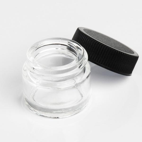 Durable Glass Cosmetic Containers Black Screw Cap For Wax , Oil , Concentrate