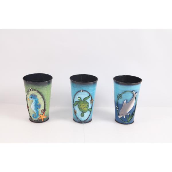 Vaso de hierro metálico hecho a mano para interiores personalizado Serie de animales marinos Caballo de mar Tortuga delfín