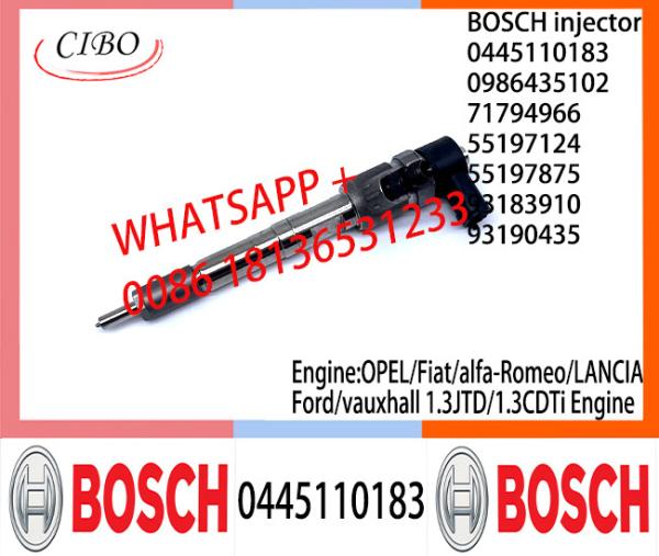 Diesel Common Rail Injector 0445110183 0986435102 55197875 for OPEL/Fiat/alfa-Romeo/LANCIA/Ford/vauxhall 1.3JTD/1.3CDTi