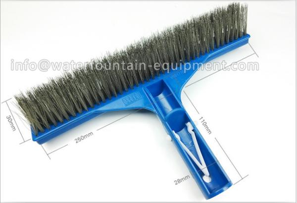 Blue Cleaning Swimming Pool Accessories Stainless Steel Algae Brush With 12cm Handle