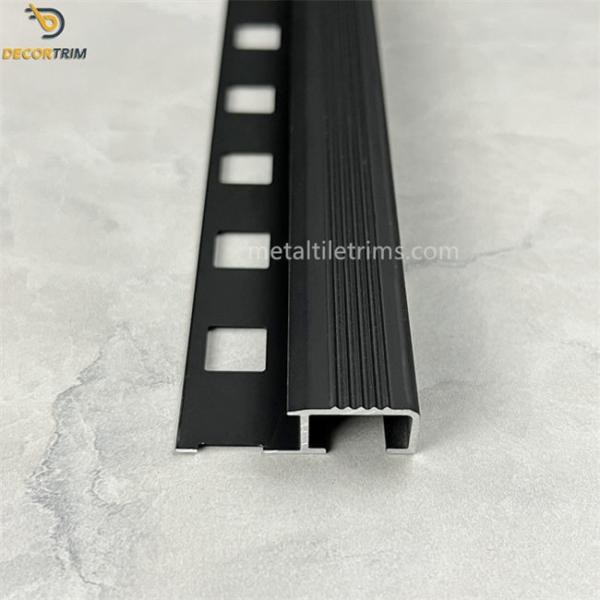 Aluminum Edge Anti Slip Stairs Matt Black Ceramic Tile Trim Pieces Bullnose Tile