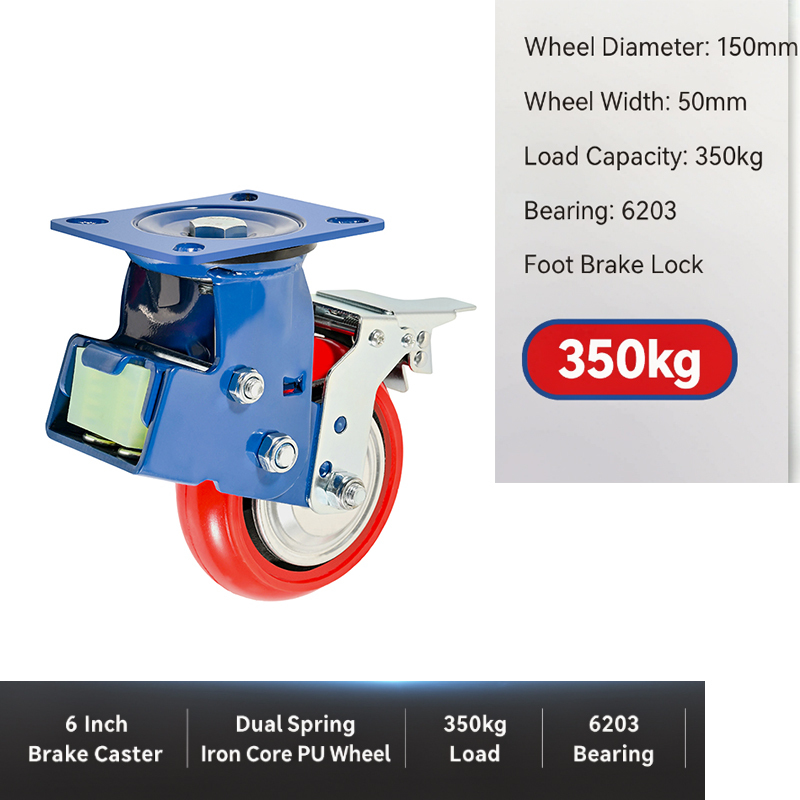 Heavy Duty Swivel Caster  6 PU-on-iron-core Wheel  350kg Load For  Heavy Condenser Transport