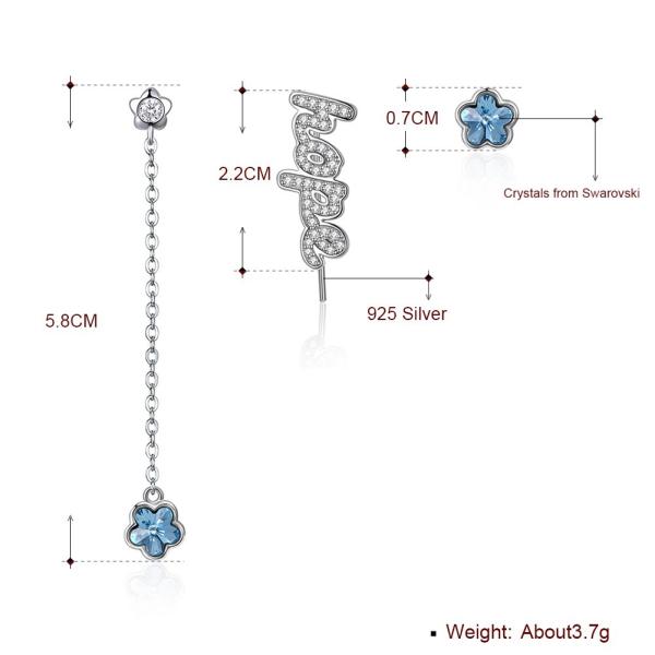 серьги цветка диаманта падения сплава серег падения Tassel 3.7g 2.3in Unisex