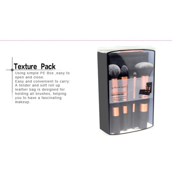 4 Pieces Foundation Makeup Brush Long Handle Duo Fiber Synthetic Hair Case